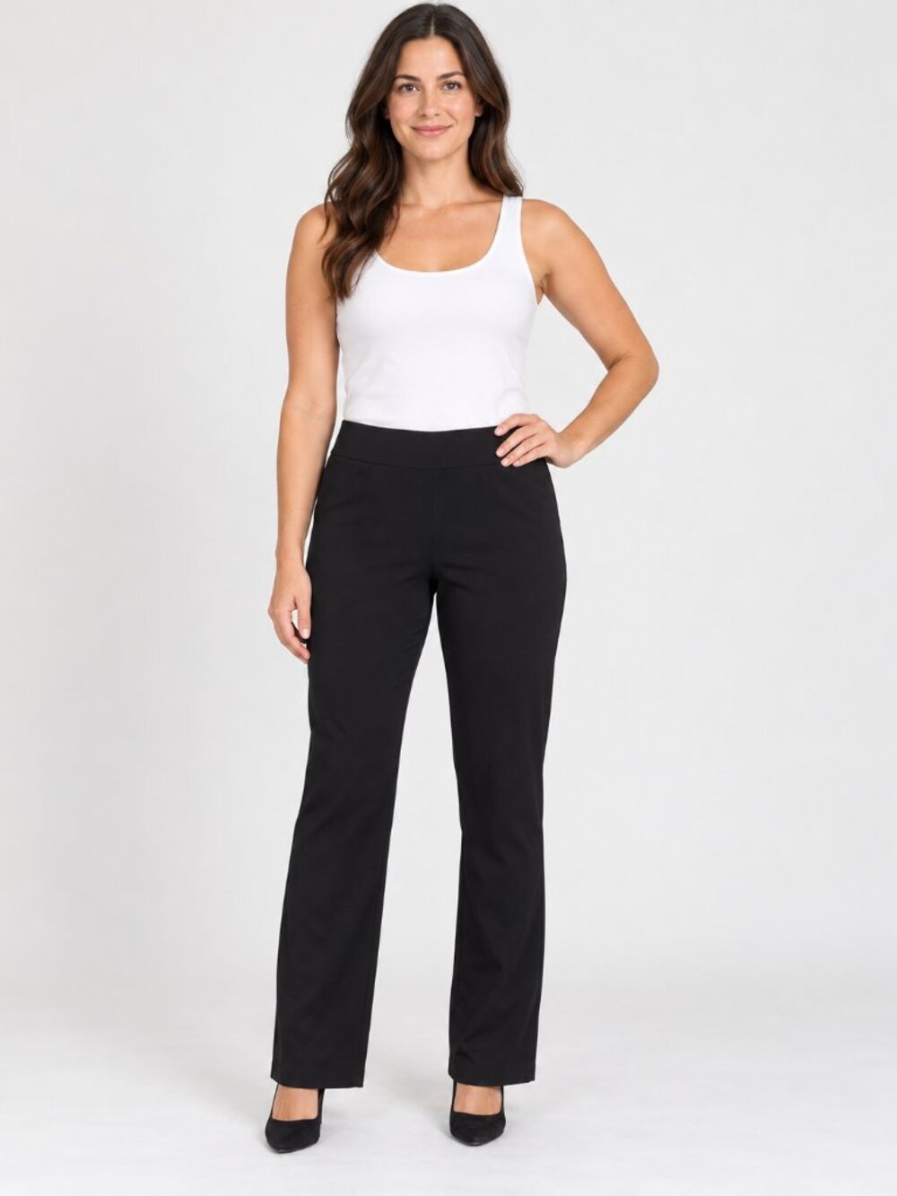 Clara SUNWOO Black Pull On Straight Leg Pants M Made in USA